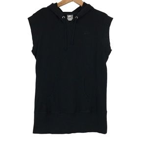 Nike Vintage Y2K Sleeveless Hooded Sweatshirt Black Workout Size M
